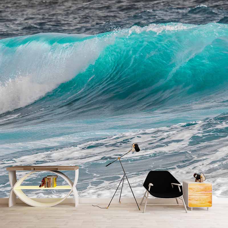 Non-Pasted Wall Mural Tropical Photography Sea Pattern Mildew Resistant Indoor