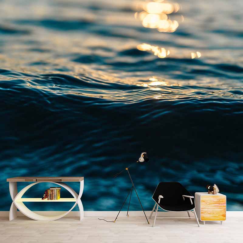 Non-Pasted Wall Mural Tropical Photography Sea Pattern Mildew Resistant Indoor