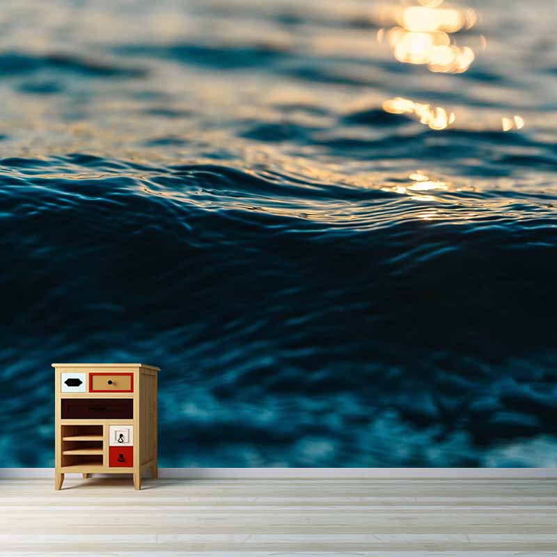 Non-Pasted Wall Mural Tropical Photography Sea Pattern Mildew Resistant Indoor