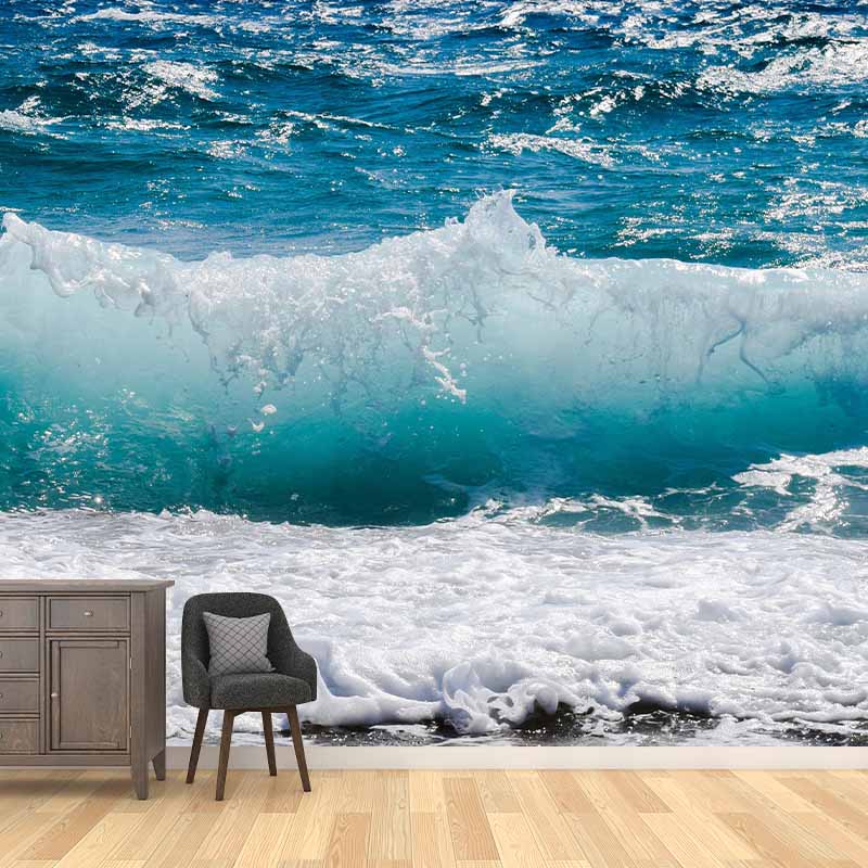 Tropical Style Stain Resistant Wallpaper Non-Pasted Sea Printed Photography