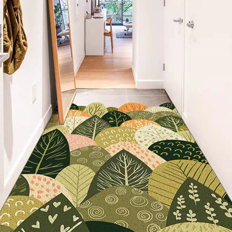 Plants Print Area Rug Bedroom Washable Carpet Rectangle PVC Contemporary Area Carpet