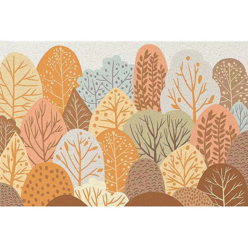 Plants Print Area Rug Bedroom Washable Carpet Rectangle PVC Contemporary Area Carpet