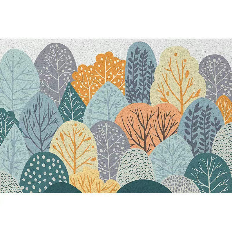 Plants Print Area Rug Bedroom Washable Carpet Rectangle PVC Contemporary Area Carpet