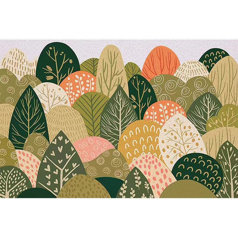 Plants Print Area Rug Bedroom Washable Carpet Rectangle PVC Contemporary Area Carpet