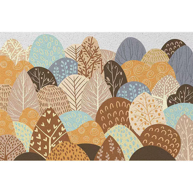 Plants Print Area Rug Bedroom Washable Carpet Rectangle PVC Contemporary Area Carpet