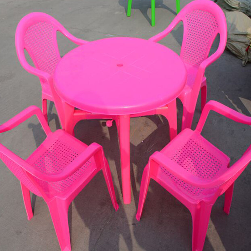 Water Resistant Plastic Patio Table with Umbrella Hole in Rectangle/Round