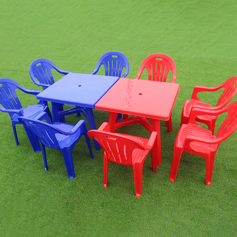 Modern Style Rectangle/Round Patio Table Plastic Water Resistant with Umbrella Hole