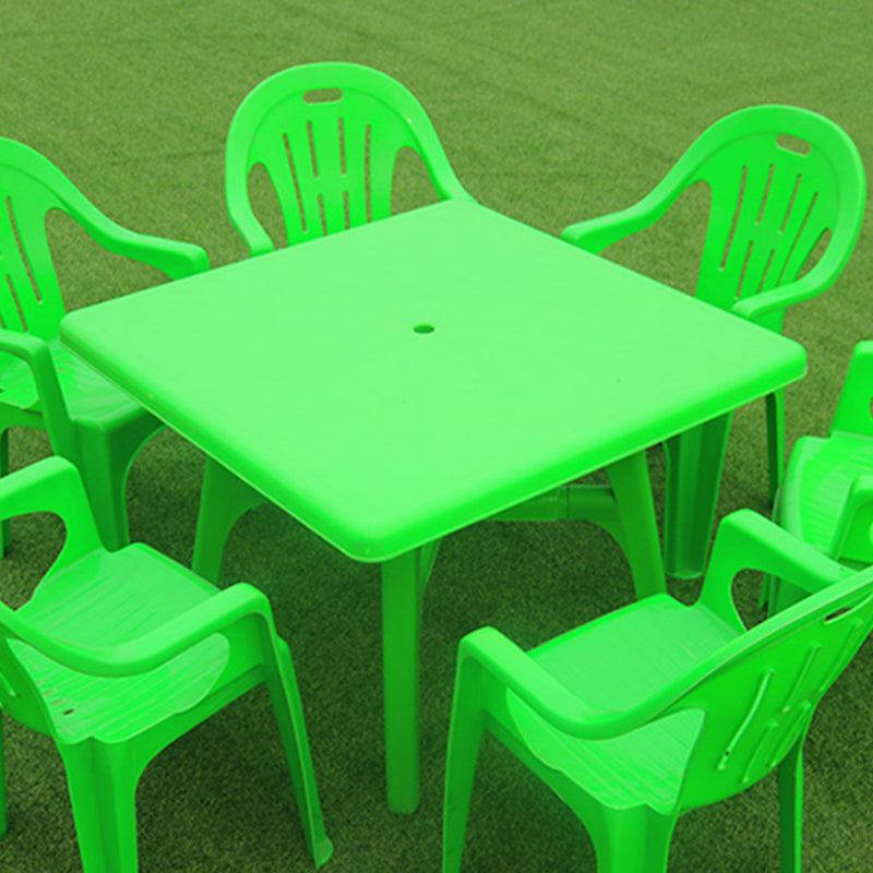 Modern Style Rectangle/Round Patio Table Plastic Water Resistant with Umbrella Hole