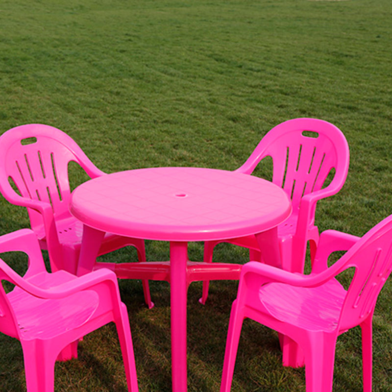 Modern Style Rectangle/Round Patio Table Plastic Water Resistant with Umbrella Hole