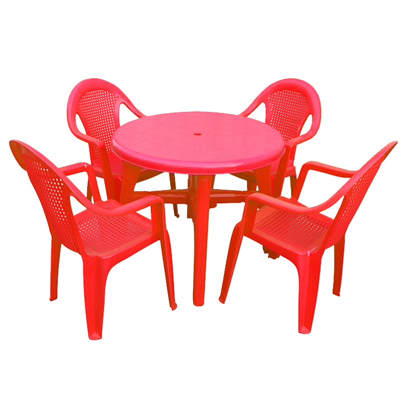 Modern Style Rectangle/Round Patio Table Plastic Water Resistant with Umbrella Hole