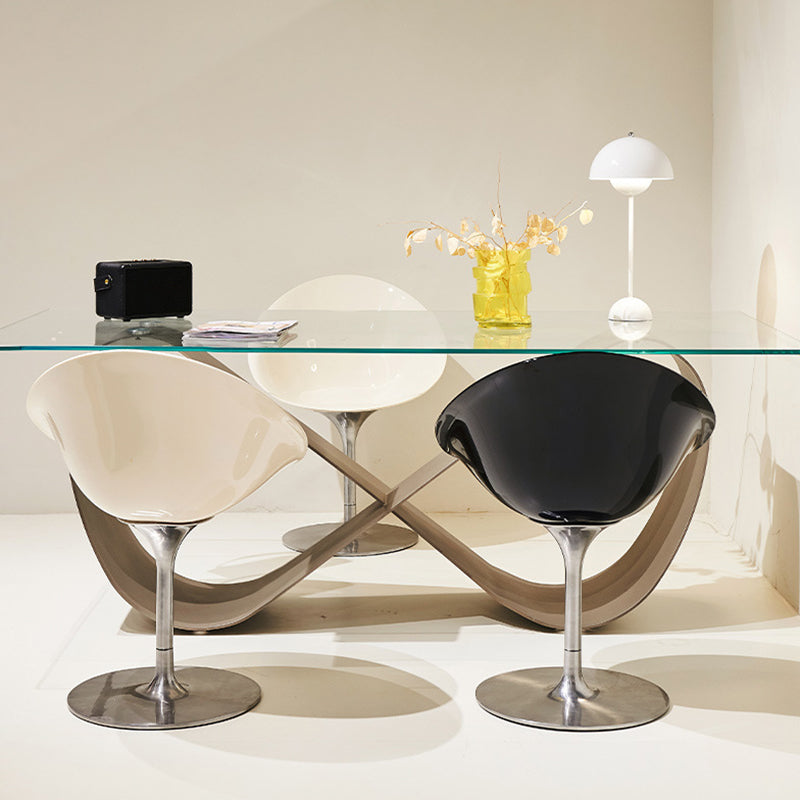 Modern Rotatable Backrest Acrylic Chair with Metal Base for Cafe
