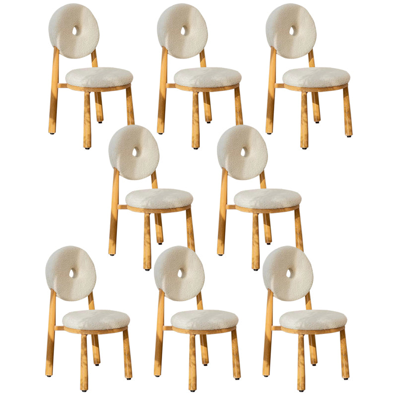 Nordic Armless Backrest Cushion Chair with Wooden Legs for Dining Room