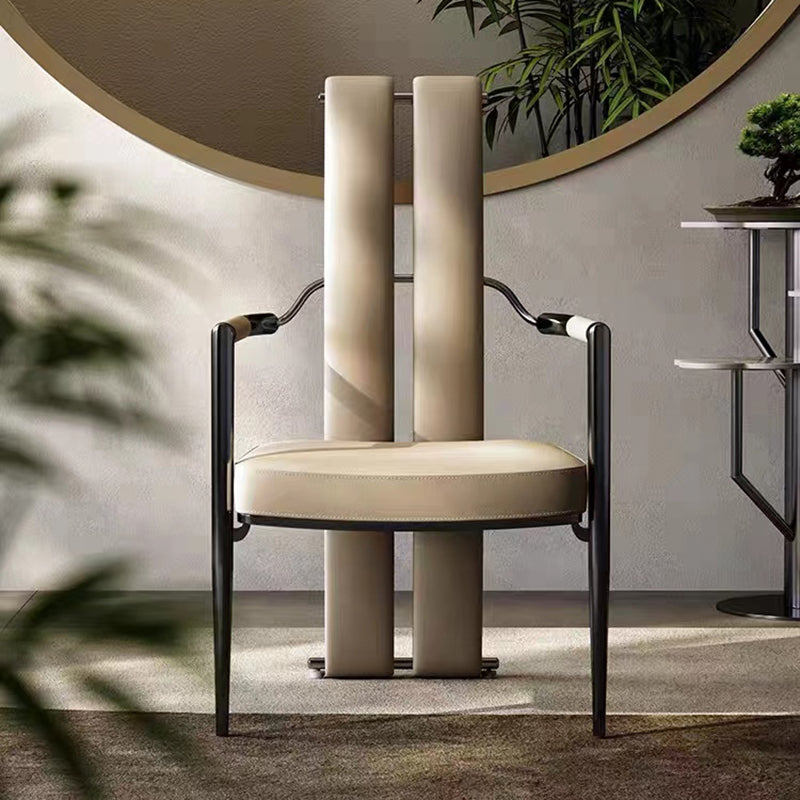 Modern Style Arm Chair Open Back Metal Dining Accent Chair for Home