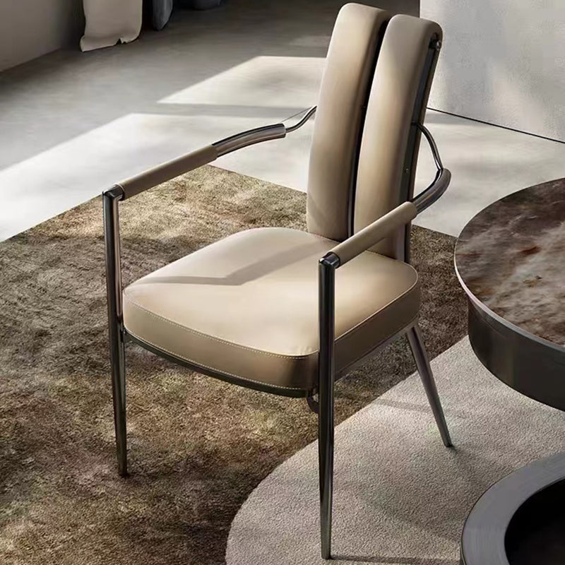 Modern Style Arm Chair Open Back Metal Dining Accent Chair for Home