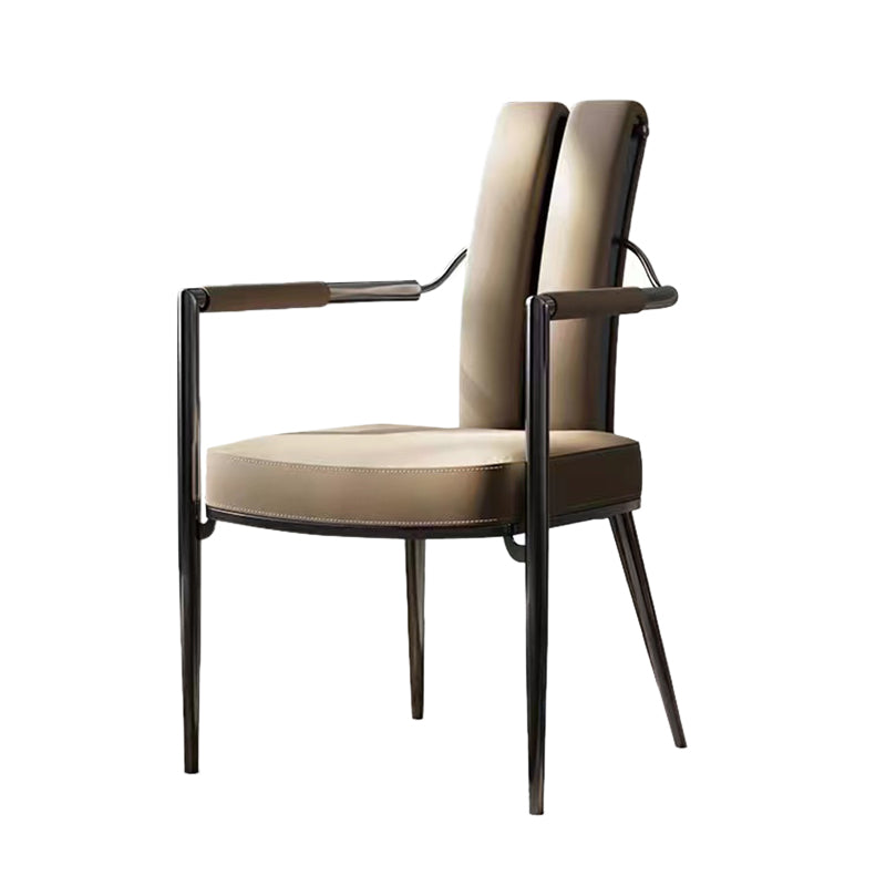 Modern Style Arm Chair Open Back Metal Dining Accent Chair for Home