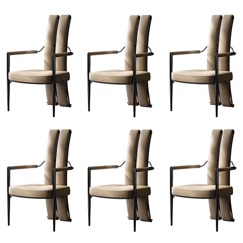 Modern Style Arm Chair Open Back Metal Dining Accent Chair for Home