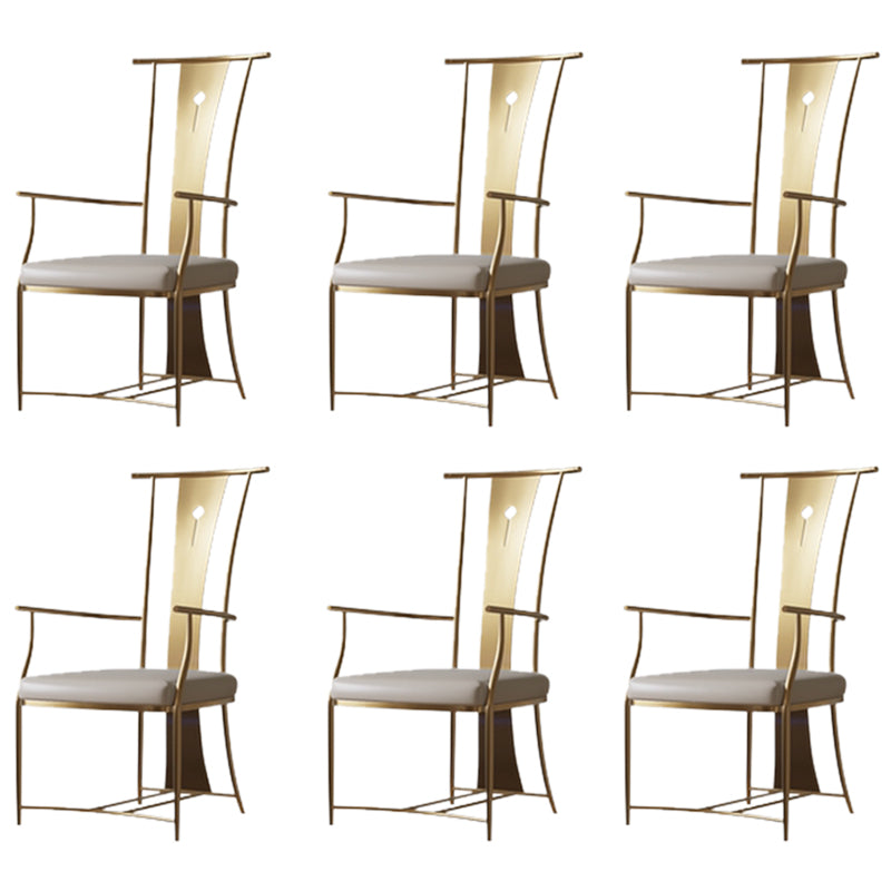 Modern Style Arm Chair Open Back Metal Dining Accent Chair for Home