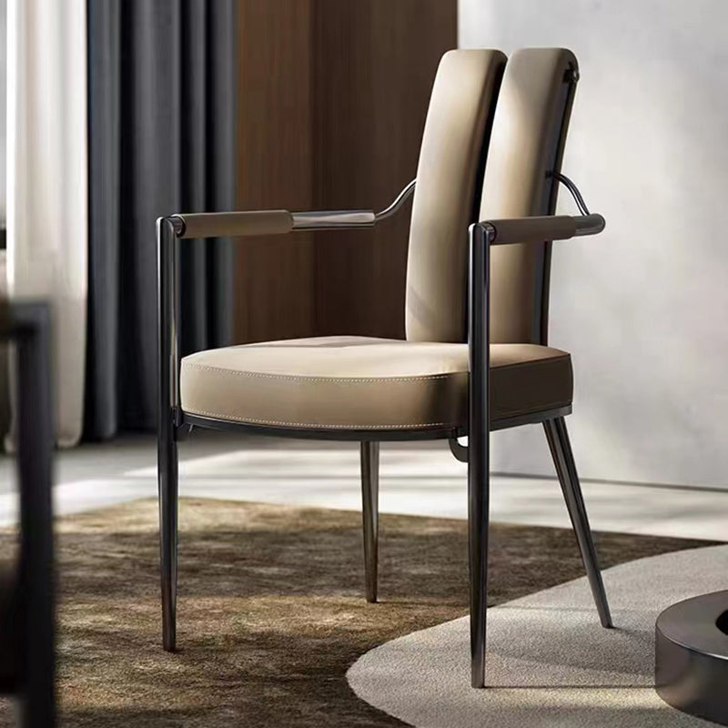 Modern Style Arm Chair Open Back Metal Dining Accent Chair for Home