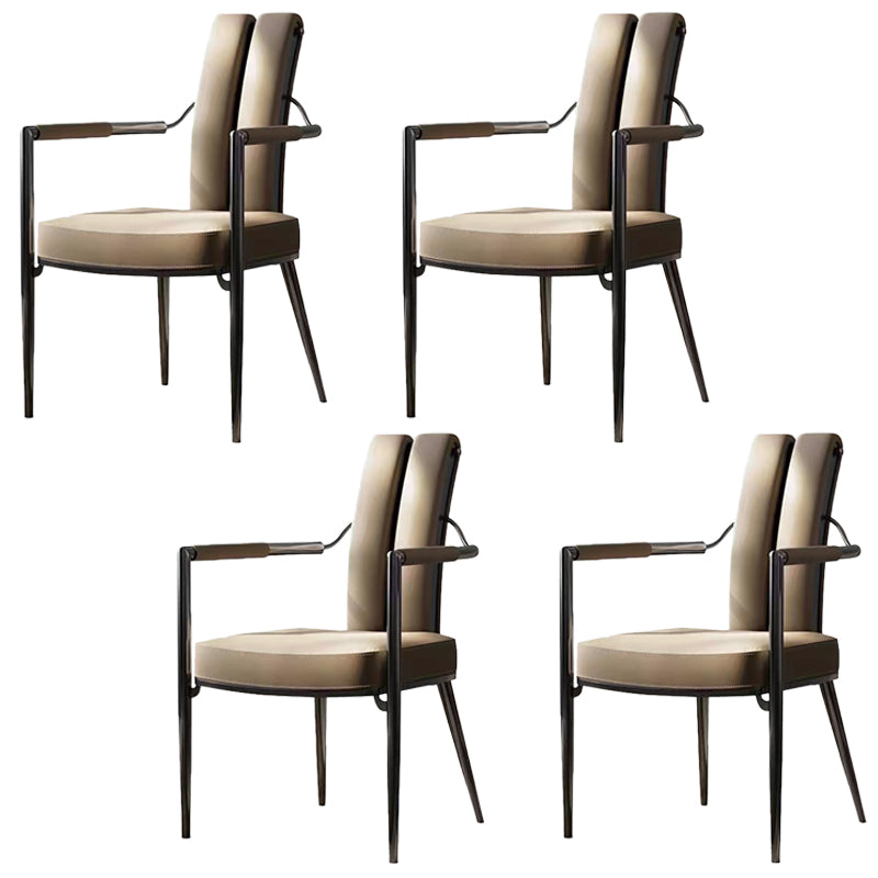 Modern Style Arm Chair Open Back Metal Dining Accent Chair for Home