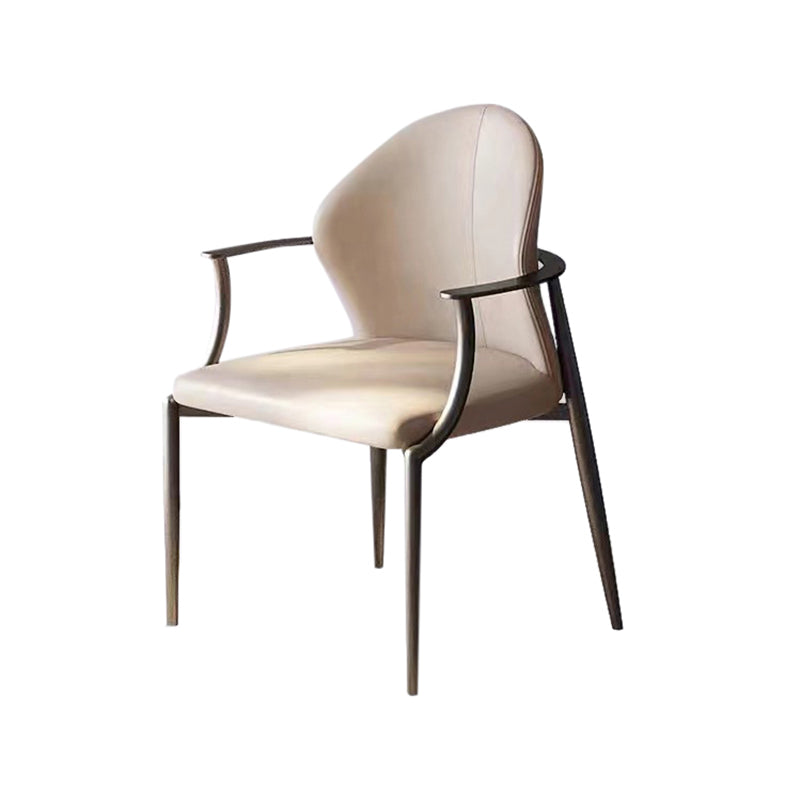 Modern Style Arm Chair Open Back Metal Dining Accent Chair for Home