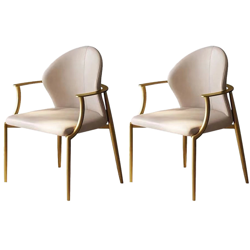Modern Style Arm Chair Open Back Metal Dining Accent Chair for Home