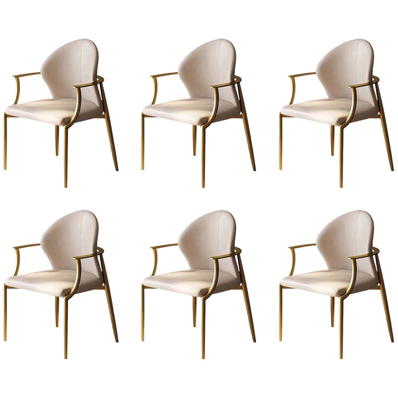 Modern Style Arm Chair Open Back Metal Dining Accent Chair for Home