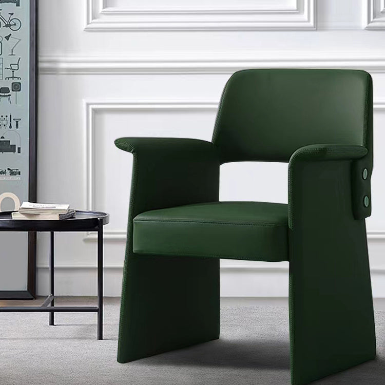 Modern Style Arm Chair Faux Leather Open Back Dining Chair for Dining Room