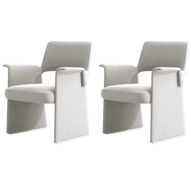 Modern Style Arm Chair Faux Leather Open Back Dining Chair for Dining Room