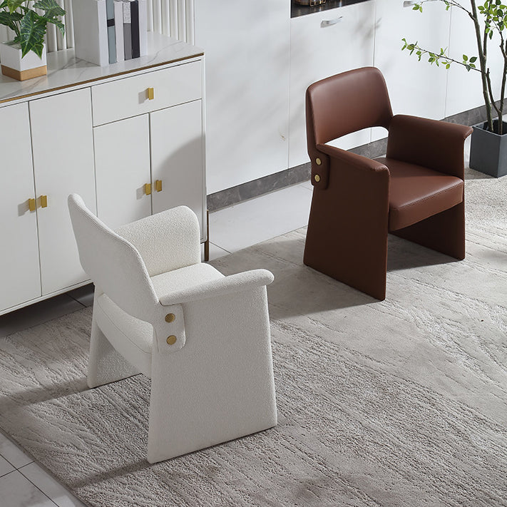 Modern Style Arm Chair Faux Leather Open Back Dining Chair for Dining Room