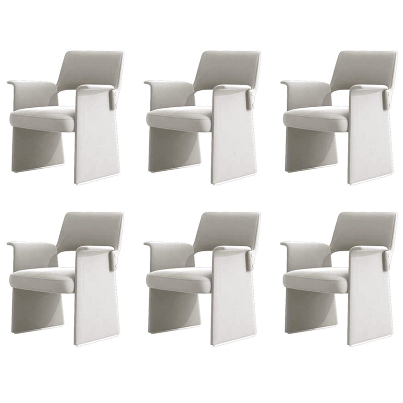 Modern Style Arm Chair Faux Leather Open Back Dining Chair for Dining Room