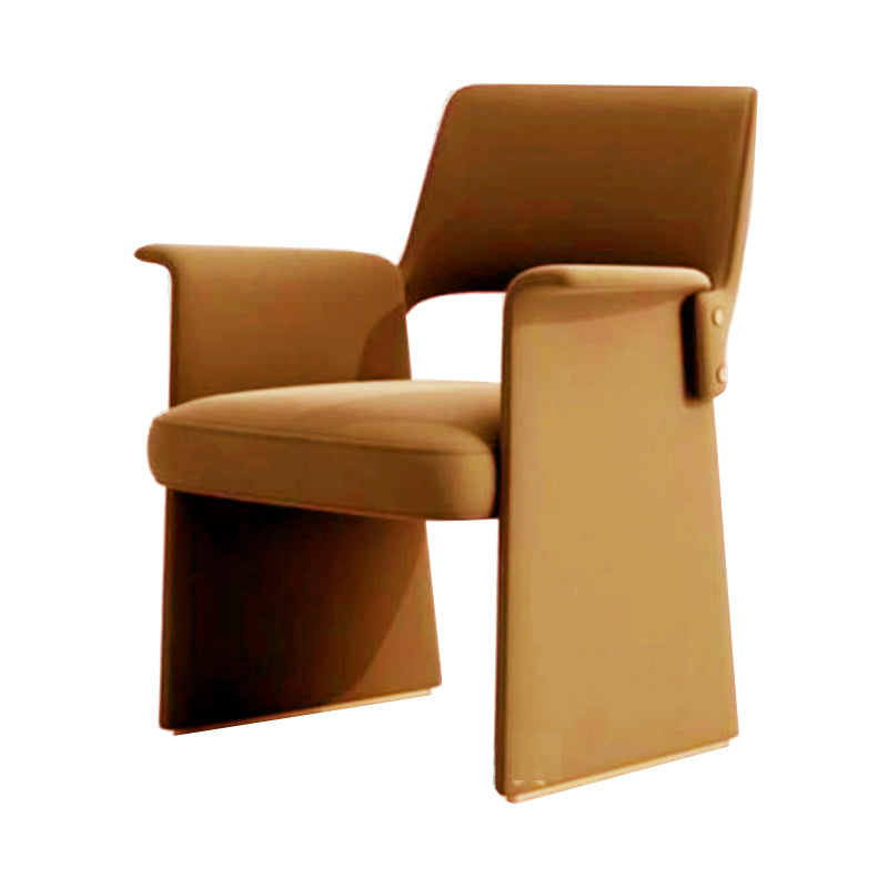 Modern Style Arm Chair Faux Leather Open Back Dining Chair for Dining Room
