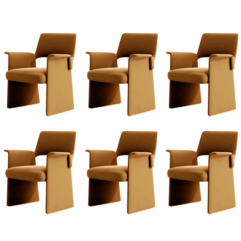 Modern Style Arm Chair Faux Leather Open Back Dining Chair for Dining Room