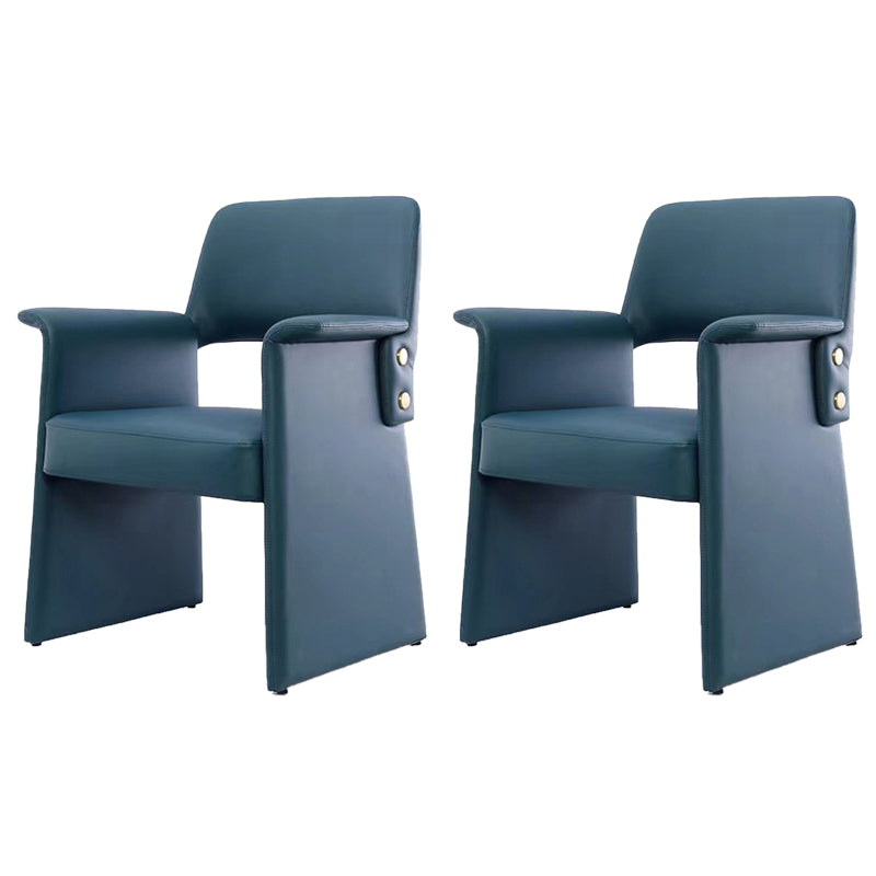 Modern Style Arm Chair Faux Leather Open Back Dining Chair for Dining Room