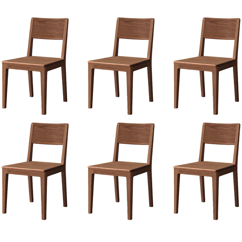 Nordic Armless Backrest Wood Chair with Wooden Legs for Dining Room