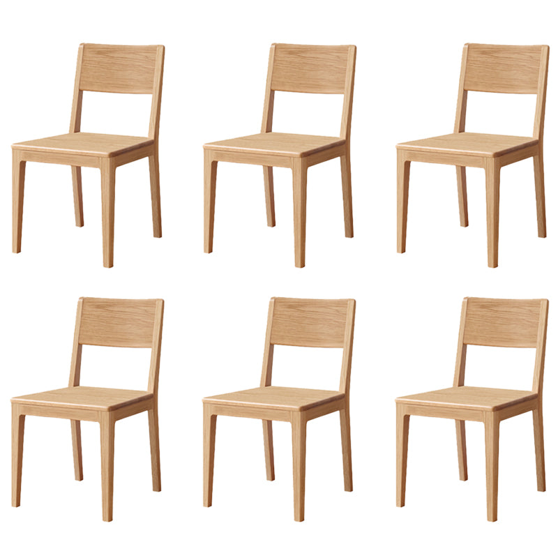 Nordic Armless Backrest Wood Chair with Wooden Legs for Dining Room