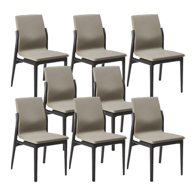 Industrial Style Side Chair Faux Leather Side Dining Chair with Wooden Base