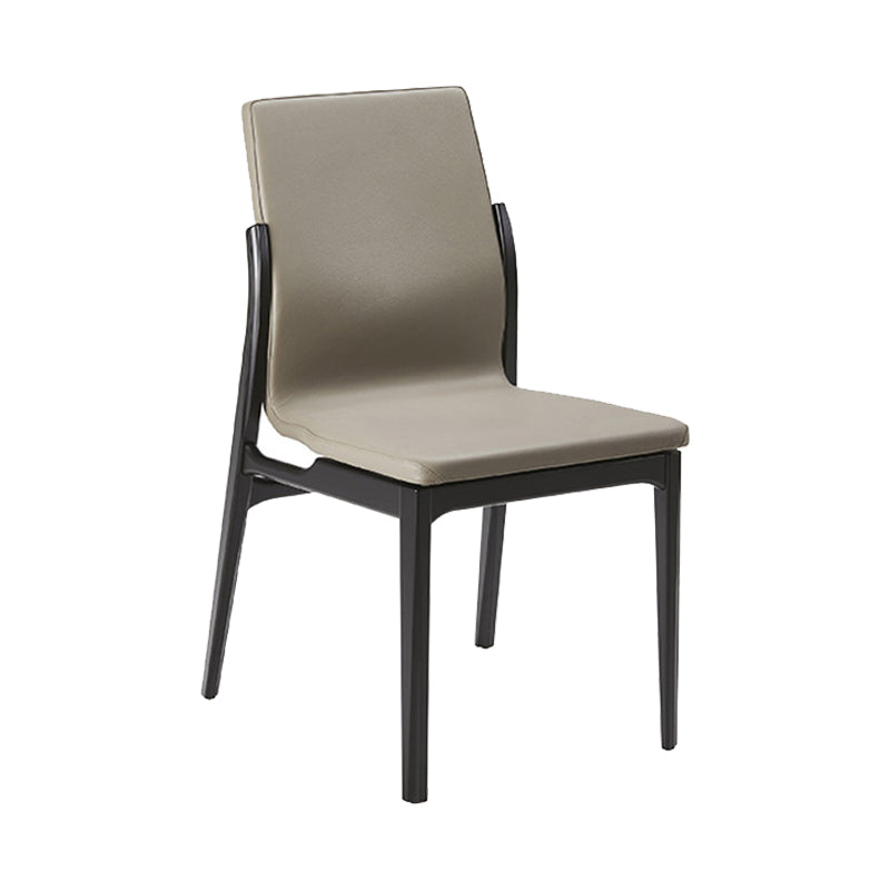 Industrial Style Side Chair Faux Leather Side Dining Chair with Wooden Base