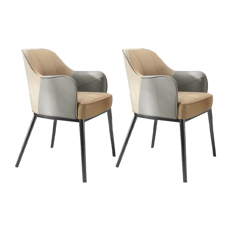 Industrial Style Arm Chair Faux Leather Dining Chair for Bedroom