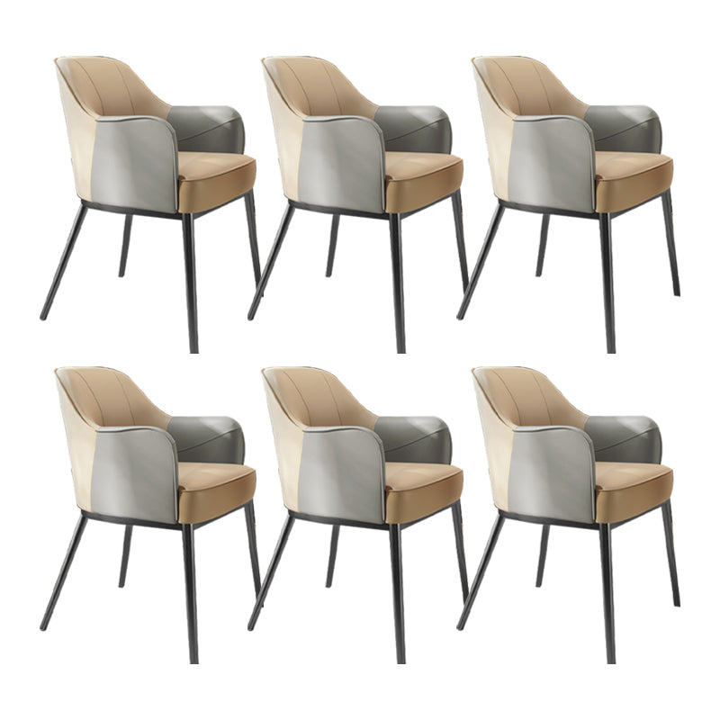 Industrial Style Arm Chair Faux Leather Dining Chair for Bedroom