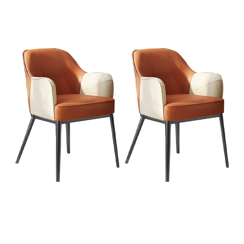 Industrial Style Arm Chair Faux Leather Dining Chair for Bedroom