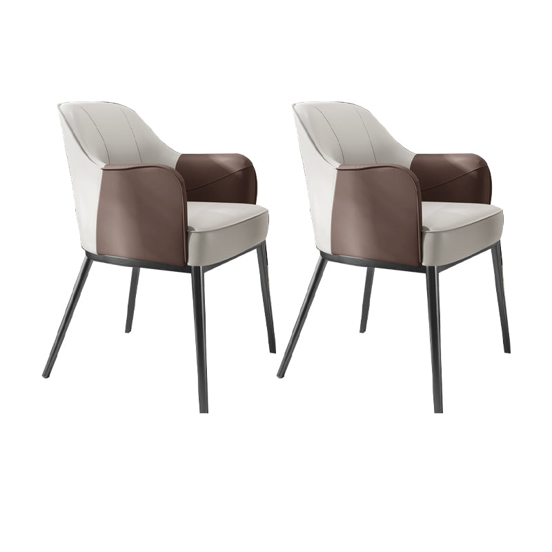 Industrial Style Arm Chair Faux Leather Dining Chair for Bedroom