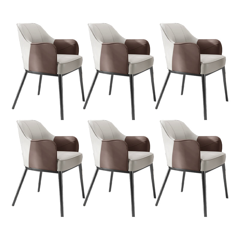 Industrial Style Arm Chair Faux Leather Dining Chair for Bedroom