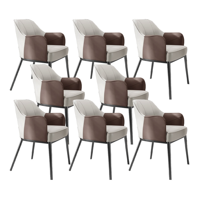 Industrial Style Arm Chair Faux Leather Dining Chair for Bedroom