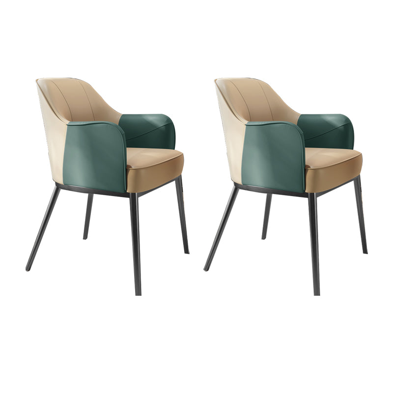 Industrial Style Arm Chair Faux Leather Dining Chair for Bedroom
