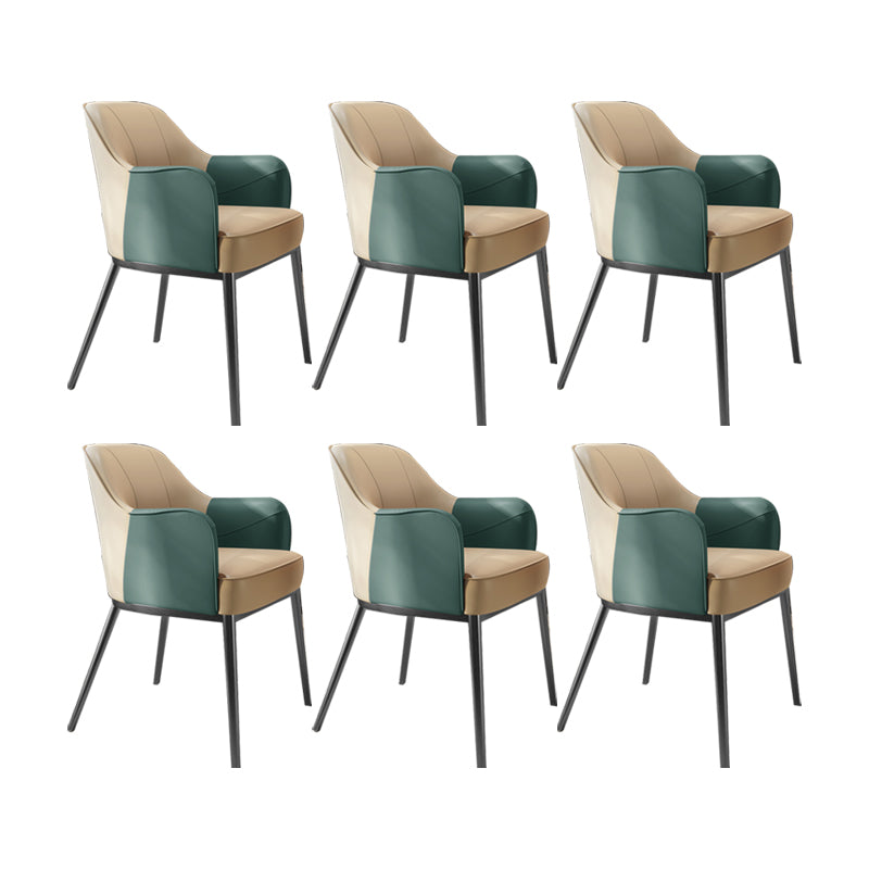 Industrial Style Arm Chair Faux Leather Dining Chair for Bedroom