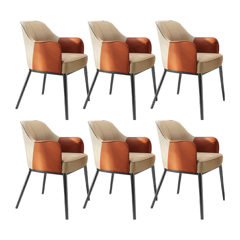 Industrial Style Arm Chair Faux Leather Dining Chair for Bedroom