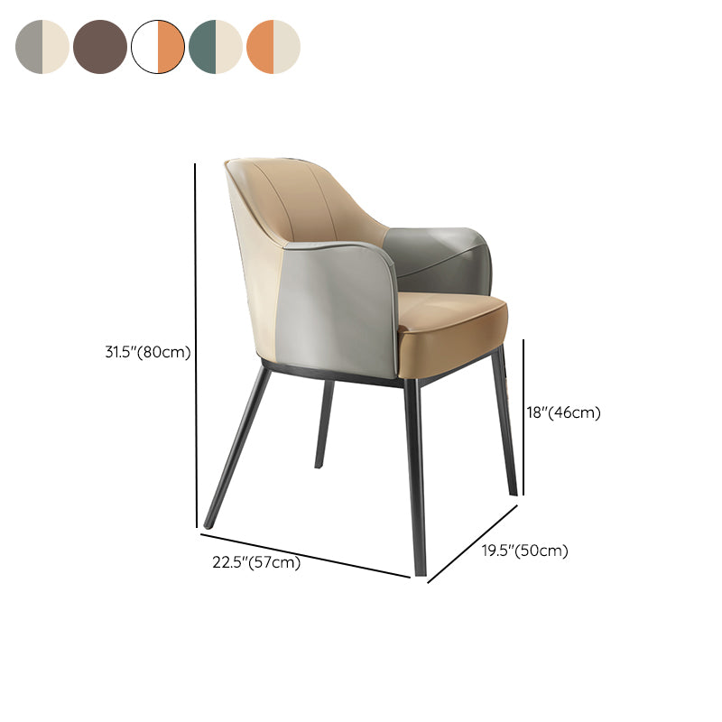 Industrial Style Arm Chair Faux Leather Dining Chair for Bedroom