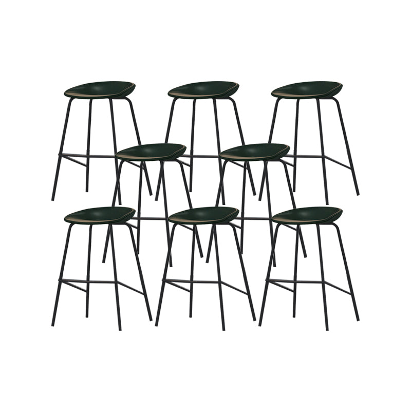 Industrial Black Legs Bar Stools Indoor Faux Leather Counter Chair