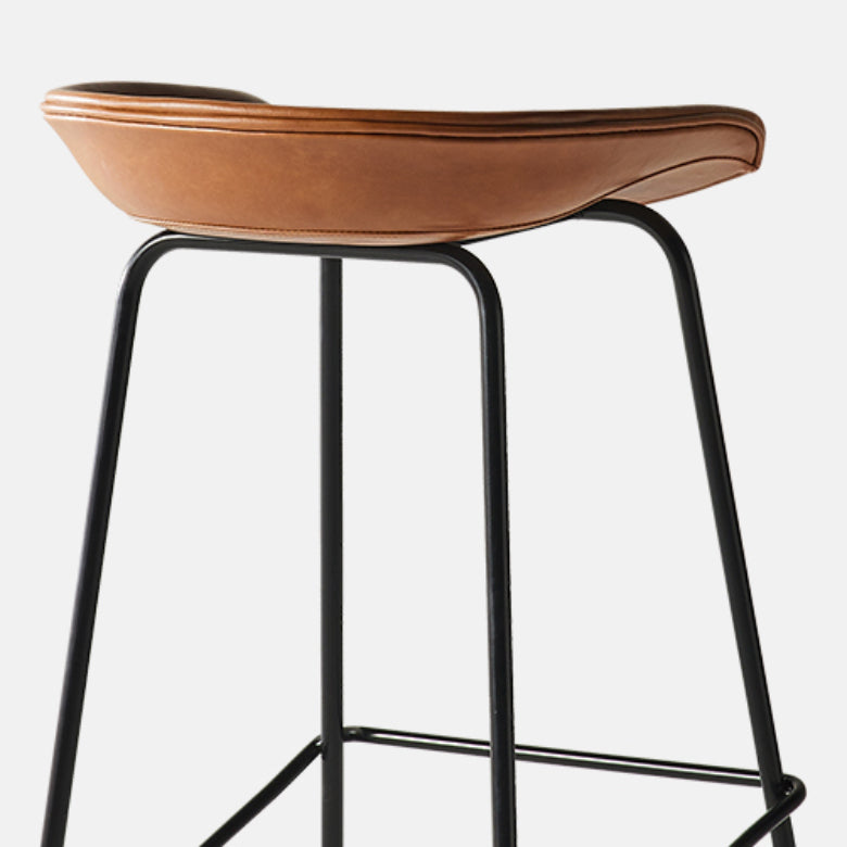 Industrial Black Legs Bar Stools Indoor Faux Leather Counter Chair
