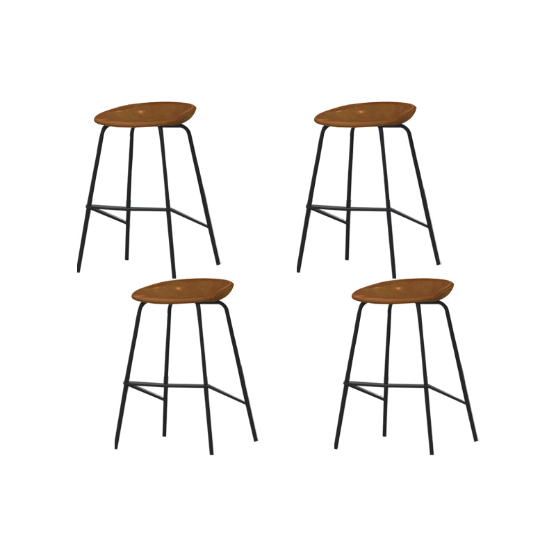 Industrial Black Legs Bar Stools Indoor Faux Leather Counter Chair